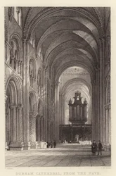 Kathedraal van Durham, vanaf het schip (gravure)