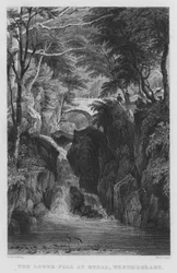 De onderste waterval bij Rydal, Westmorland