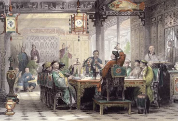 Dinerfeest in het huis van een mandarijn, uit 