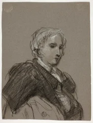 Borstbeeld van een Vrouw (recto); Geklede Figuur, Driekwart Lengte (verso)