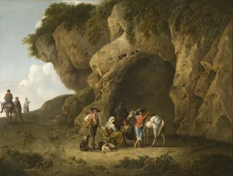 Grot Scène nabij Subiaco, met Figuren