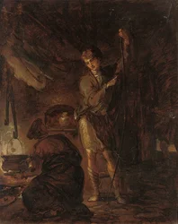 Scènes uit William Cowpers “The Task”, een jongen die een boog spant, 1785