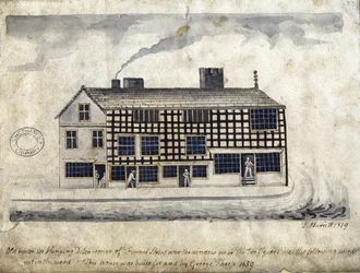 Oud Huis aan Hanging Ditch, Manchester, 1819