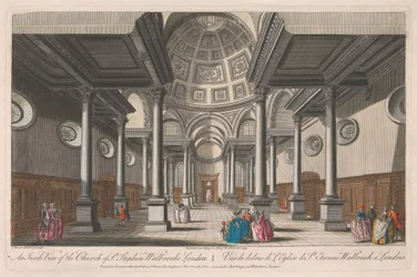 Een Binnenaanzicht van de Kerk van St. Stephen, Walbrooke, Londen