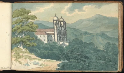 Album van Landschap- en Figurenstudies: Villa in de Bergen