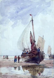 Een gestrande vissersboot