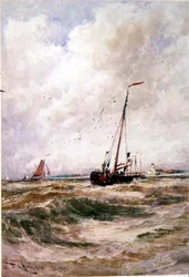 Vissersboten bij Katwijk