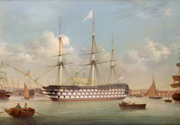 H.M.S. Britannia voor anker bij Plymouth