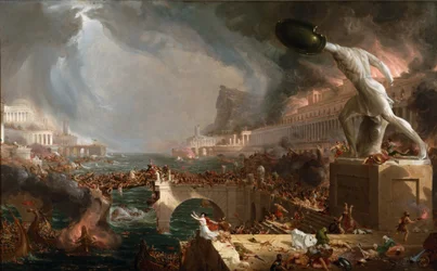 Plundering van Rome (455) - Het Lot van de rijken - Vernietiging - door Thomas Cole - 1836- New York Historical Society - (Rome, Romeinse Rijk, Gaiseric, Genseric, Migratieperiode, Barbaarse Invasies, Vandalen, Val van het West-Romeinse Rijk, Val van Rome,