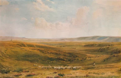 De Downs bij Lewes Seaford Cliff in de verte, ca. 1887