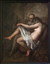 Baudelaire en presidente Sabatier. Een intiem en onvoltooid schilderij met de dichter Charles Baudelaire (1821-1867) en zijn muze en minnares Apollonie Aglaé Sabatier (1822-1889), bekend als de presidente die een mondaine salon hield in het Parijs van de