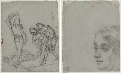 Duel na het Gemaskerde Bal (recto); Hoofd van een Vrouw (verso)