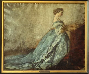Keizerin Eugenie in gebed ... (olieverf op doek)