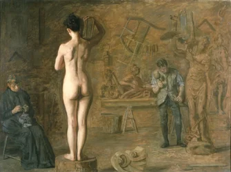 William Rush (1756-1833) snijdt zijn Allegorische Figuur van de Schuylkill River