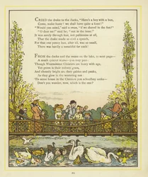 Verzen geïllustreerd met een afbeelding van mensen op een brug