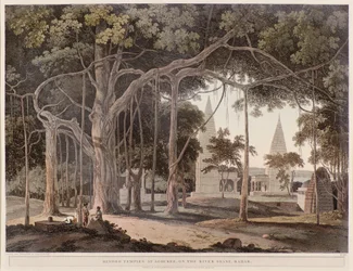 Hindoe Tempels bij Agouree aan de Rivier Soane