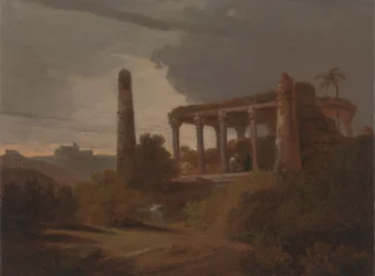 Indiaas Landschap met Tempelruïnes
