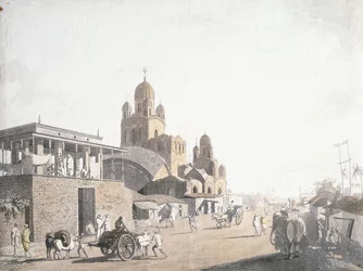 Straatscène, uit "Views in Calcutta" door Thomas Daniell, 1786-1788