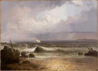 Naderende storm (Nahant Beach met een zomerse bui)