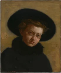Portret van Lillian Hammit (Meisje met een grote hoed)