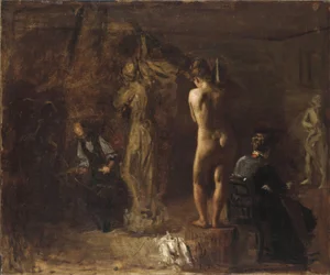 William Rush hakt zijn allegorische figuur van de Schuylkill-rivier, 1876