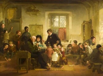 Het bezoek van de beschermheer en beschermvrouwe aan de dorpsschool