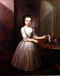 Portret van een Jong Meisje Staand bij een Georgische Tafel