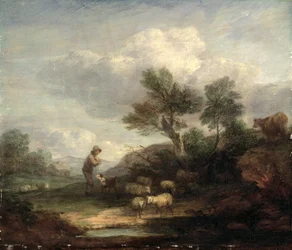 Landschap met schapen