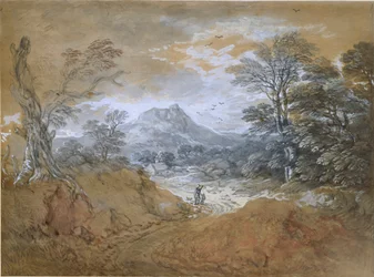 Landschap met een weg aan de rand van een bos, 1760-1765