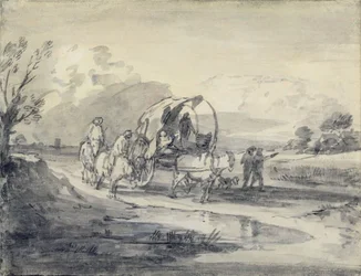 Open Landschap met Herder en Overdekte Kar, c.1780-85