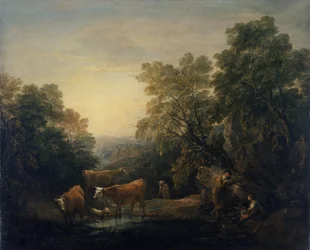 Rotsachtig landschap met Hagar en Ismaël