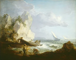 Kust met vissers