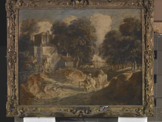Bosrijk Landschap Met Bereden Boeren