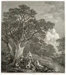 Bosrijk Landschap met Zigeuners Rond een Vuur
