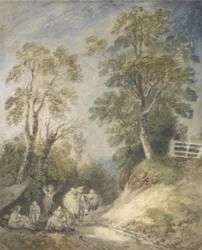 Boslandschap met Zigeunerkamp, ca. 1760-65
