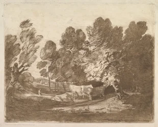 Boslandschap met herders en koeien, 1 augustus 1797