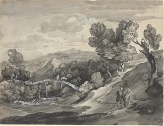Bosrijk heuvellandschap met een brug