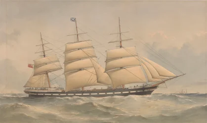 Clipper Ship Aurora op zee, c.1868-74 (gekleurde lithografie)