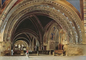 Het interieur van de onderste basiliek van Sint-Franciscus van Assisi, 1839
