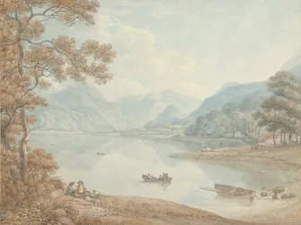 Gezicht op Derwent Water, in de richting van Borrowdale (Cumberland)