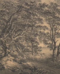 Rivierlandschap met figuren