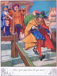 "Blaas je pijp tot je barst!" (kleurenlitho)