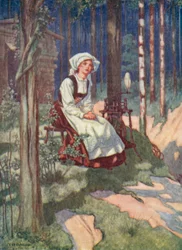 Edvard Grieg: Het wachten van Solvejg (kleurenlitho)