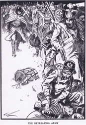 Het terugtrekkende leger (kleurenlitho)