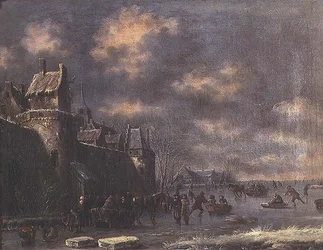 Winterlandschap met figuren