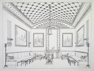 Salon, illustratie uit Household Furniture and Interior Decoration