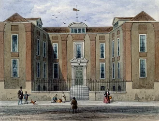 Een oud herenhuis, genaamd Pitchett Hall, zuidkant van Union St., Southward, 1828