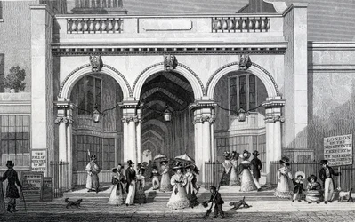 Burlington Arcade, Picadilly, gegraveerd door William Tombleson, 1828