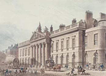 East India House, gegraveerd door Joseph Constantine Stadler (fl.1780-1812), pub. door Ackermann