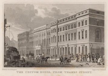Het douanehuis, vanaf Thames Street